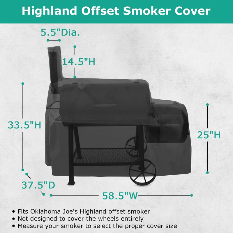 SunPatio Offset Smoker Cover, Outdoor Heavy Duty Waterproof Grill Cover Compatible for CharBroil Oklahma Joe's Highland and Horizon Grills, Charcoal BBQ Smoker Protector, All Weather Protection - Image 2
